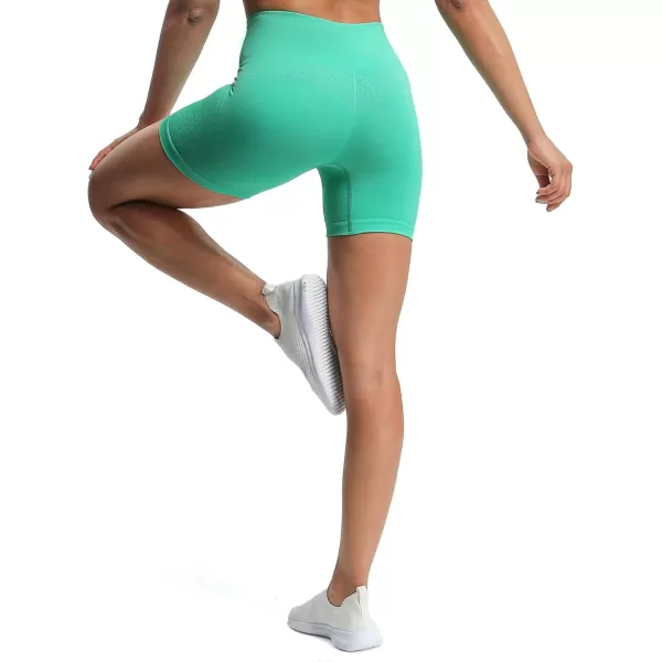 Aoxjox Vital Seamless Biker Shorts for Women High Waist Workout Shorts Booty Running Yoga Shorts 5quotVital New Mint Leaf
