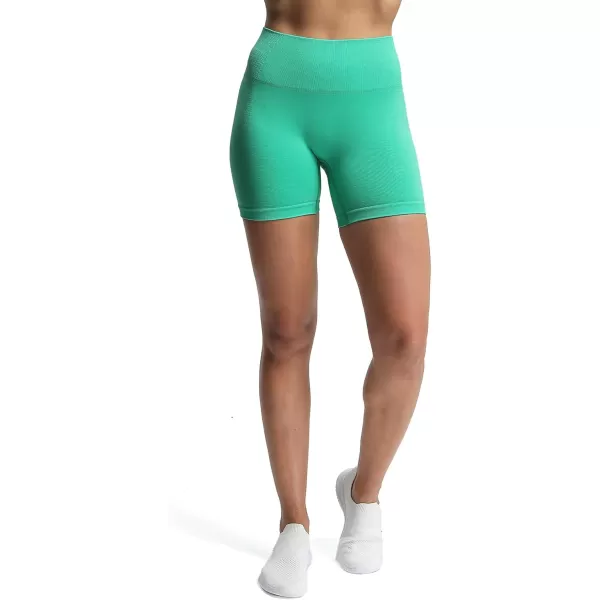Aoxjox Vital Seamless Biker Shorts for Women High Waist Workout Shorts Booty Running Yoga Shorts 5quotVital New Mint Leaf