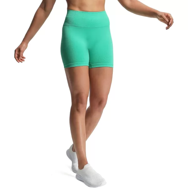 Aoxjox Vital Seamless Biker Shorts for Women High Waist Workout Shorts Booty Running Yoga Shorts 5quotVital New Mint Leaf