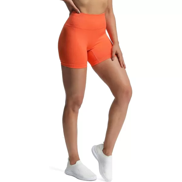 Aoxjox Vital Seamless Biker Shorts for Women High Waist Workout Shorts Booty Running Yoga Shorts 5quotVital New Persimmon