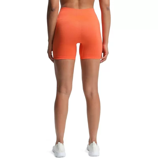Aoxjox Vital Seamless Biker Shorts for Women High Waist Workout Shorts Booty Running Yoga Shorts 5quotVital New Persimmon