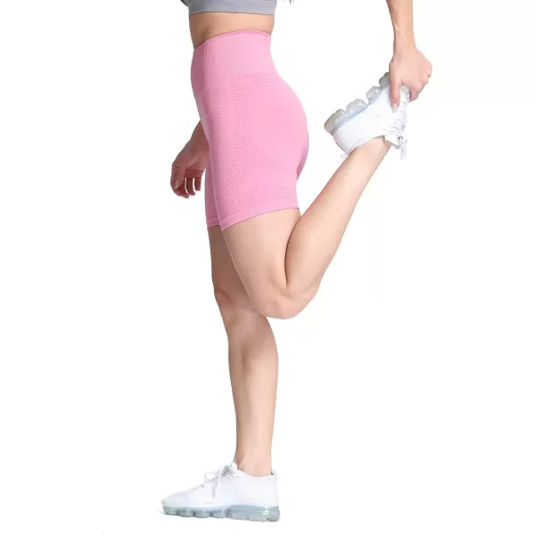 Aoxjox Vital Seamless Biker Shorts for Women High Waist Workout Shorts Booty Running Yoga Shorts 5quotVital New Pink Marl