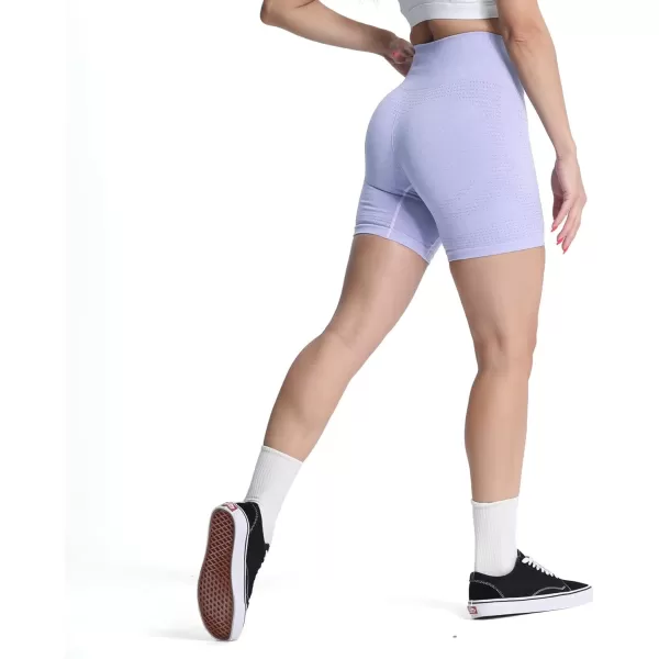 Aoxjox Vital Seamless Biker Shorts for Women High Waist Workout Shorts Booty Running Yoga Shorts 5quotVital New Purple Heather Marl