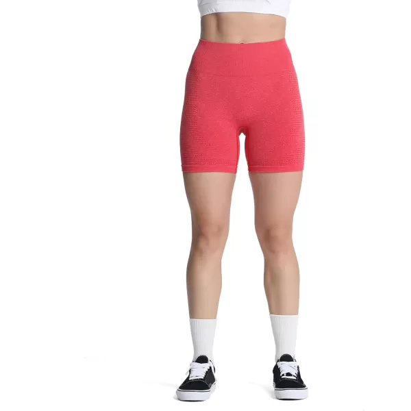 Aoxjox Vital Seamless Biker Shorts for Women High Waist Workout Shorts Booty Running Yoga Shorts 5quotVital New Racing Red Marl