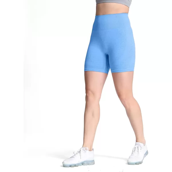 Aoxjox Vital Seamless Biker Shorts for Women High Waist Workout Shorts Booty Running Yoga Shorts 5quotVital New Sky Blue Marl