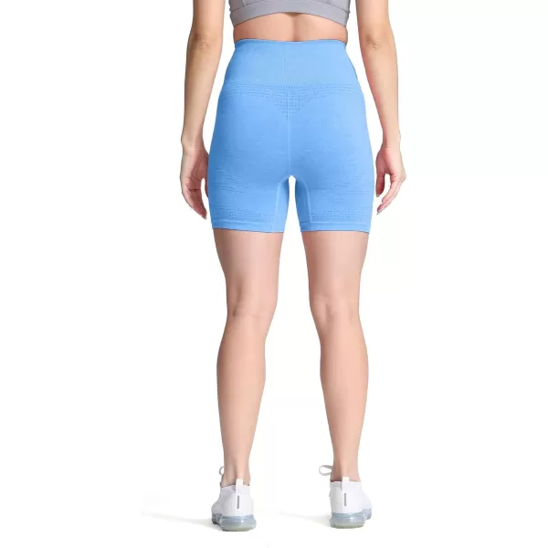 Aoxjox Vital Seamless Biker Shorts for Women High Waist Workout Shorts Booty Running Yoga Shorts 5quotVital New Sky Blue Marl