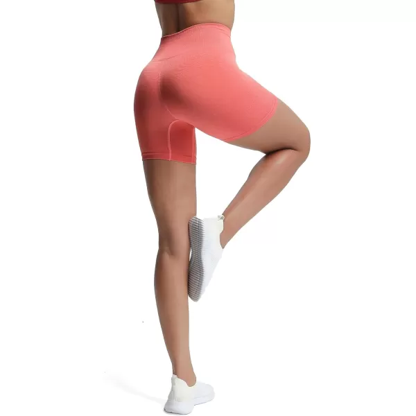 Aoxjox Vital Seamless Biker Shorts for Women High Waist Workout Shorts Booty Running Yoga Shorts 5quotVital New Spiced Coral