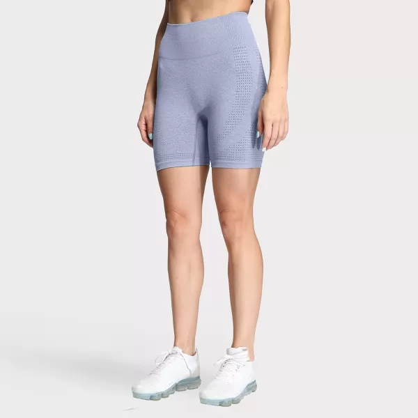 Aoxjox Vital Seamless Biker Shorts for Women High Waist Workout Shorts Booty Running Yoga Shorts 5quotVital New Teal Blue Marl