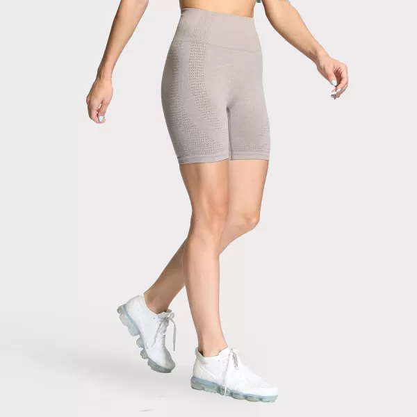 Aoxjox Vital Seamless Biker Shorts for Women High Waist Workout Shorts Booty Running Yoga Shorts 5quotVital New Washed Taupe Marl