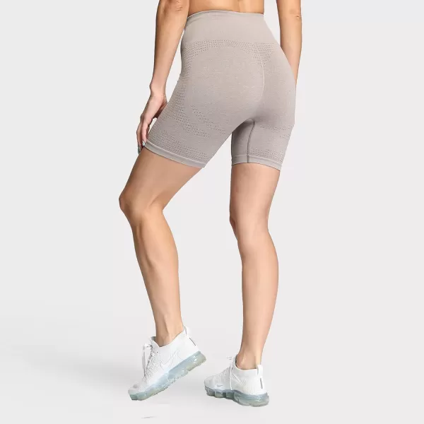 Aoxjox Vital Seamless Biker Shorts for Women High Waist Workout Shorts Booty Running Yoga Shorts 5quotVital New Washed Taupe Marl