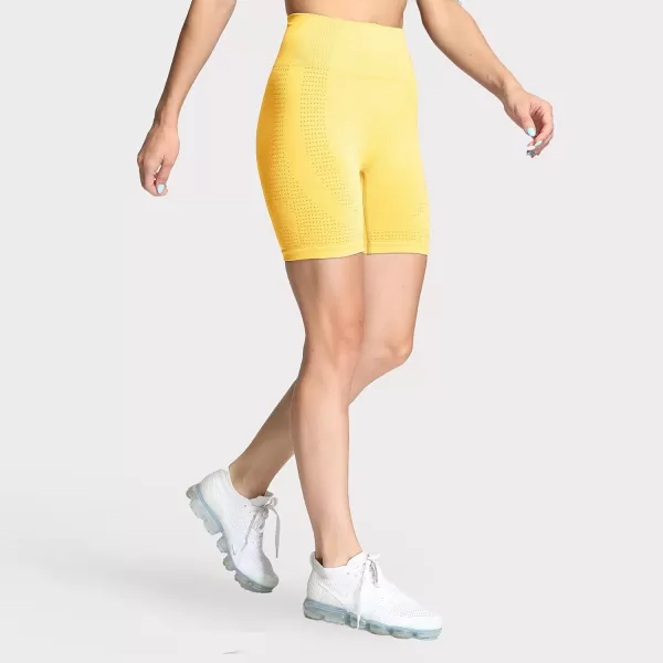 Aoxjox Vital Seamless Biker Shorts for Women High Waist Workout Shorts Booty Running Yoga Shorts 5quotVital New Yellow Marl