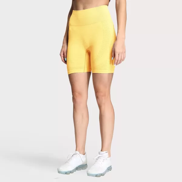Aoxjox Vital Seamless Biker Shorts for Women High Waist Workout Shorts Booty Running Yoga Shorts 5quotVital New Yellow Marl
