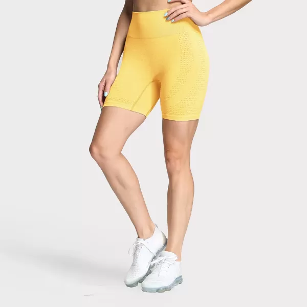 Aoxjox Vital Seamless Biker Shorts for Women High Waist Workout Shorts Booty Running Yoga Shorts 5quotVital New Yellow Marl