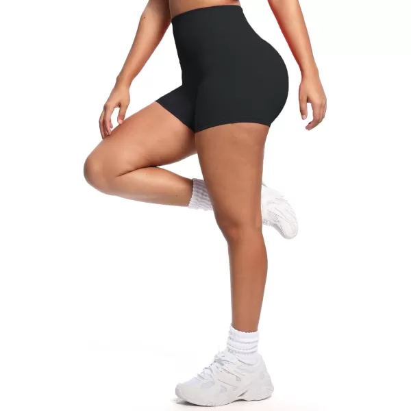 Aoxjox Womens Biker Shorts Hidden Scrunch Butt Lifting High Waist Tummy Control Gym Workout Yoga Shorts 45quotBlack