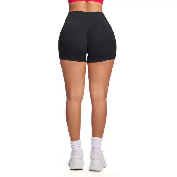 Aoxjox Womens Biker Shorts Hidden Scrunch Butt Lifting High Waist Tummy Control Gym Workout Yoga Shorts 45quotBlack