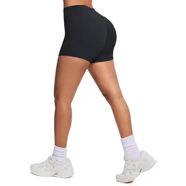 Aoxjox Womens Biker Shorts Hidden Scrunch Butt Lifting High Waist Tummy Control Gym Workout Yoga Shorts 45quotBlack