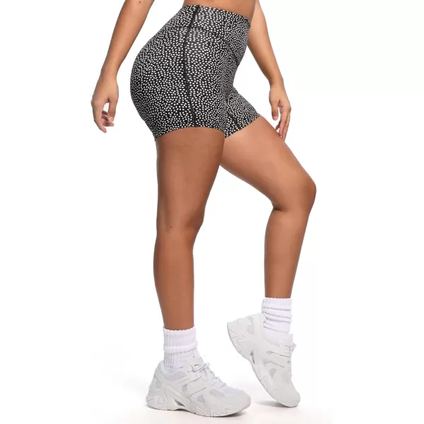 Aoxjox Womens Biker Shorts Hidden Scrunch Butt Lifting High Waist Tummy Control Gym Workout Yoga Shorts 45quotBlack Dot Print
