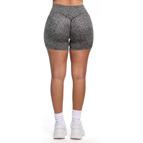 Aoxjox Womens Biker Shorts Hidden Scrunch Butt Lifting High Waist Tummy Control Gym Workout Yoga Shorts 45quotBlack Dot Print