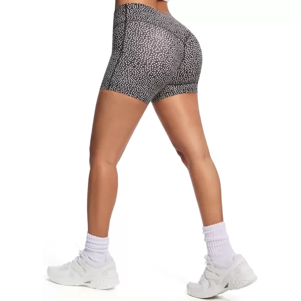 Aoxjox Womens Biker Shorts Hidden Scrunch Butt Lifting High Waist Tummy Control Gym Workout Yoga Shorts 45quotBlack Dot Print