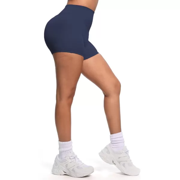 Aoxjox Womens Biker Shorts Hidden Scrunch Butt Lifting High Waist Tummy Control Gym Workout Yoga Shorts 45quotNavy