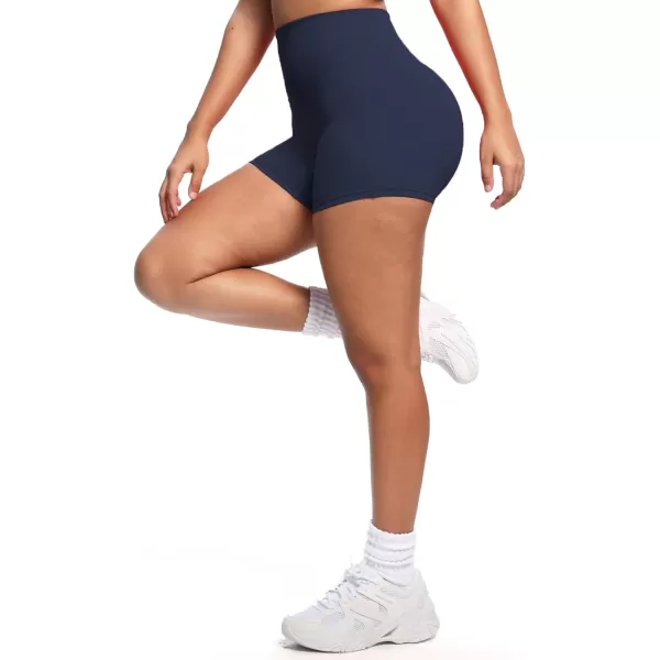 Aoxjox Womens Biker Shorts Hidden Scrunch Butt Lifting High Waist Tummy Control Gym Workout Yoga Shorts 45quotNavy