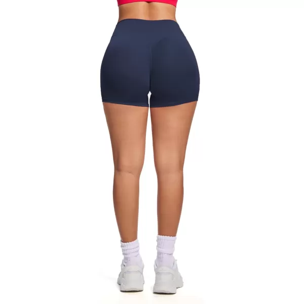 Aoxjox Womens Biker Shorts Hidden Scrunch Butt Lifting High Waist Tummy Control Gym Workout Yoga Shorts 45quotNavy