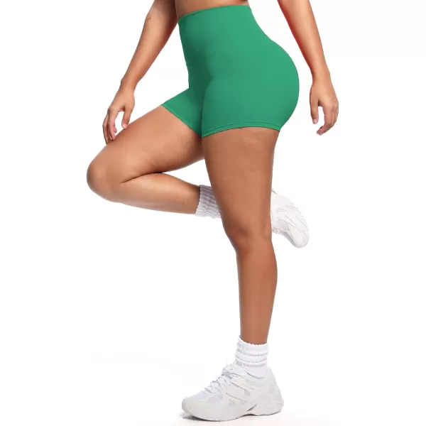 Aoxjox Womens Biker Shorts Hidden Scrunch Butt Lifting High Waist Tummy Control Gym Workout Yoga Shorts 45quotParakeet Green