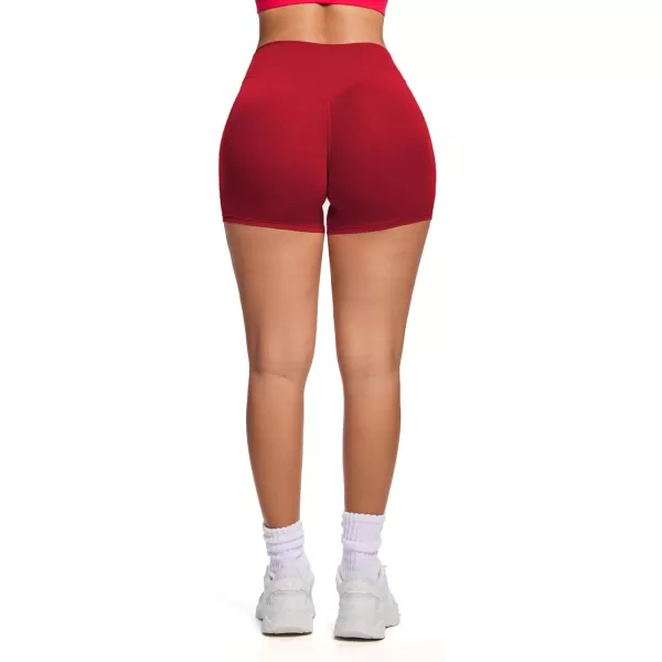 Aoxjox Womens Biker Shorts Hidden Scrunch Butt Lifting High Waist Tummy Control Gym Workout Yoga Shorts 45quotRumba Red