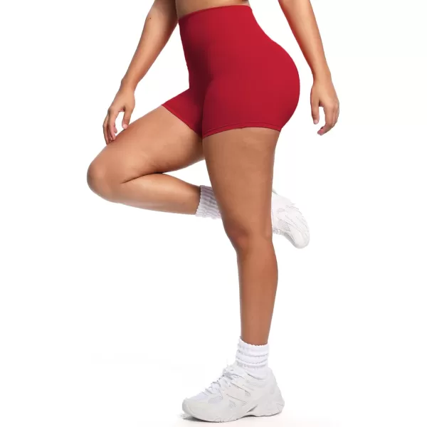 Aoxjox Womens Biker Shorts Hidden Scrunch Butt Lifting High Waist Tummy Control Gym Workout Yoga Shorts 45quotRumba Red