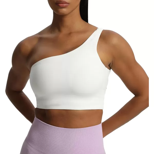 Aoxjox Womens One Shoulder Thalia Asymmetrical Tie Sports Bras Workout Crisscross Gym Yoga Crop Tank TopWhite