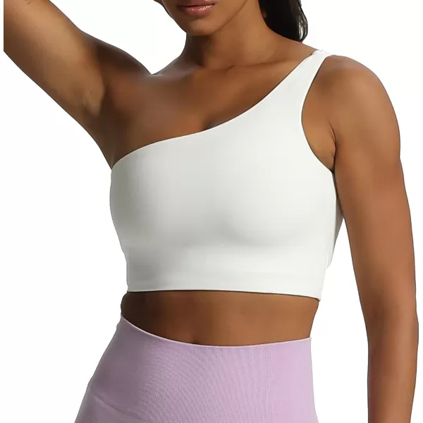 Aoxjox Womens One Shoulder Thalia Asymmetrical Tie Sports Bras Workout Crisscross Gym Yoga Crop Tank TopWhite