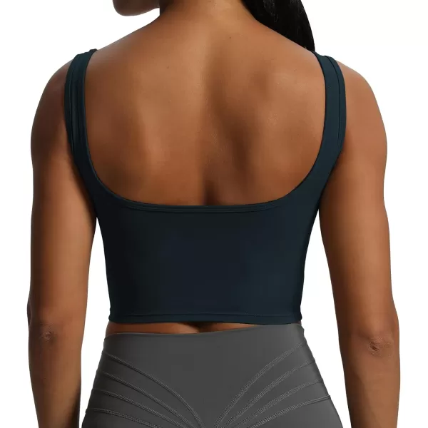 Aoxjox Womens Workout Brooke Tank Crop Curve Longline Fitness Sports Bras Padded Training Gym Bra Yoga TopBlueberry