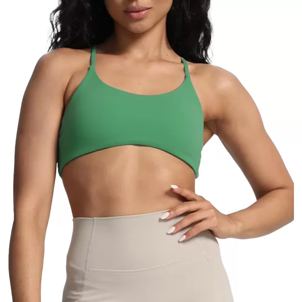 Aoxjox Womens Workout Sports Bras Fitness Backless Padded Ivy Low Impact Bra Yoga Crop Tank TopBottle Green