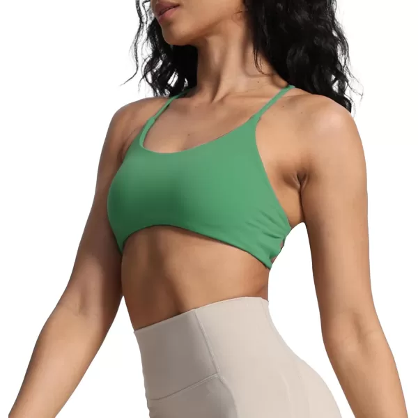 Aoxjox Womens Workout Sports Bras Fitness Backless Padded Ivy Low Impact Bra Yoga Crop Tank TopBottle Green