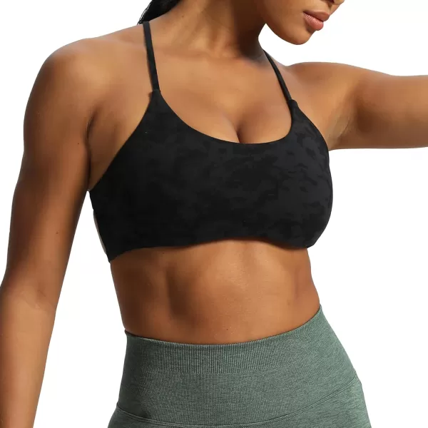 Aoxjox Womens Workout Sports Bras Fitness Backless Padded Ivy Low Impact Bra Yoga Crop Tank TopCloud Black