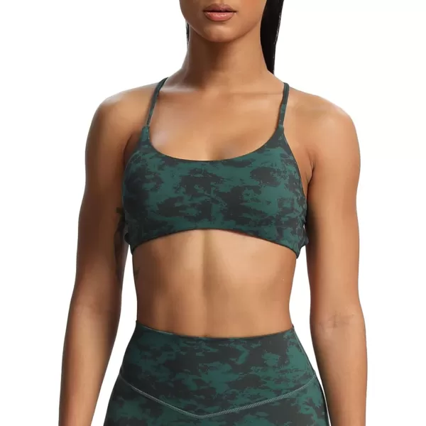 Aoxjox Womens Workout Sports Bras Fitness Backless Padded Ivy Low Impact Bra Yoga Crop Tank TopCloud Dark Green