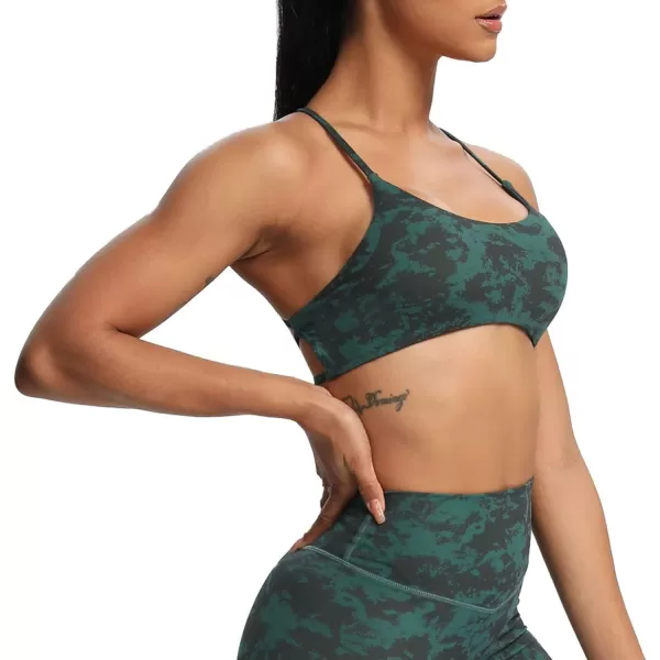 Aoxjox Womens Workout Sports Bras Fitness Backless Padded Ivy Low Impact Bra Yoga Crop Tank TopCloud Dark Green