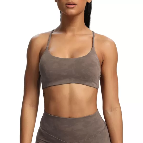 Aoxjox Womens Workout Sports Bras Fitness Backless Padded Ivy Low Impact Bra Yoga Crop Tank TopCloud Fade Mocha