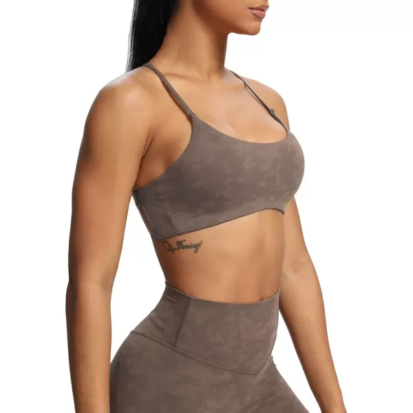 Aoxjox Womens Workout Sports Bras Fitness Backless Padded Ivy Low Impact Bra Yoga Crop Tank TopCloud Fade Mocha