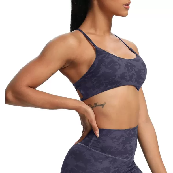 Aoxjox Womens Workout Sports Bras Fitness Backless Padded Ivy Low Impact Bra Yoga Crop Tank TopCloud Navy