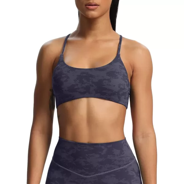 Aoxjox Womens Workout Sports Bras Fitness Backless Padded Ivy Low Impact Bra Yoga Crop Tank TopCloud Navy