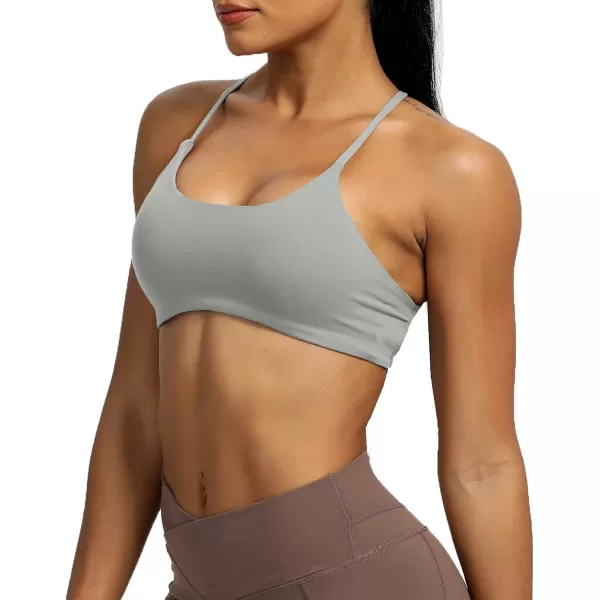 Aoxjox Womens Workout Sports Bras Fitness Backless Padded Ivy Low Impact Bra Yoga Crop Tank TopGrey