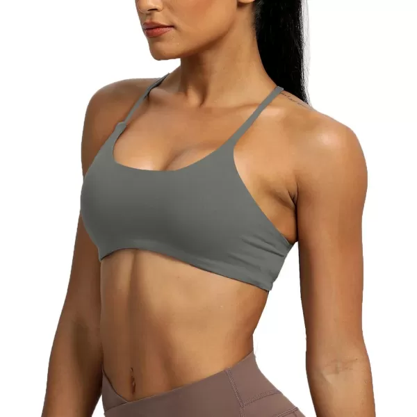 Aoxjox Womens Workout Sports Bras Fitness Backless Padded Ivy Low Impact Bra Yoga Crop Tank TopIron Grey