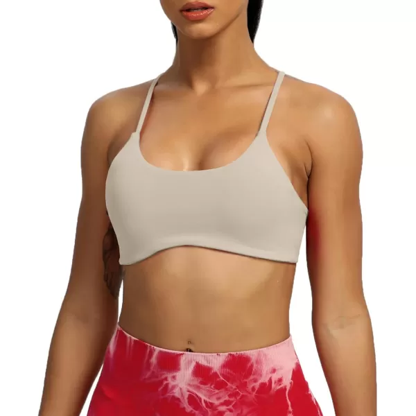 Aoxjox Womens Workout Sports Bras Fitness Backless Padded Ivy Low Impact Bra Yoga Crop Tank TopMink
