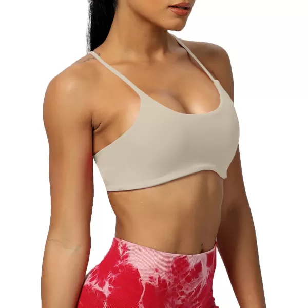Aoxjox Womens Workout Sports Bras Fitness Backless Padded Ivy Low Impact Bra Yoga Crop Tank TopMink