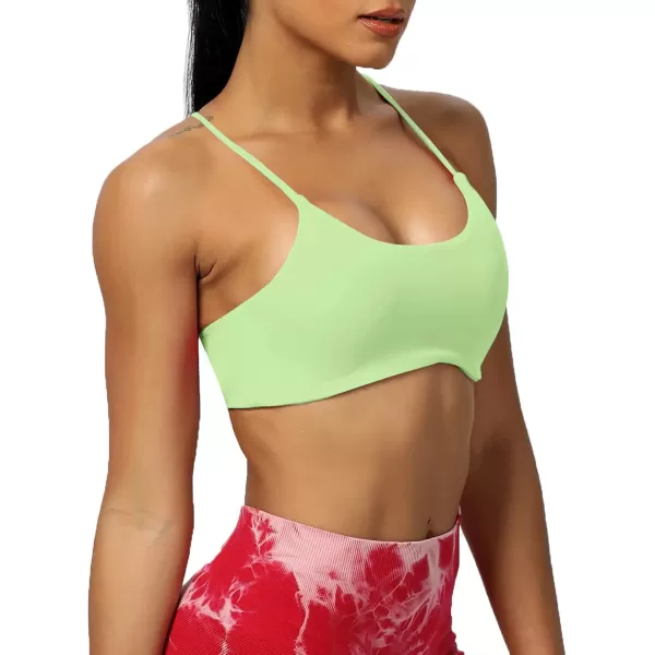 Aoxjox Womens Workout Sports Bras Fitness Backless Padded Ivy Low Impact Bra Yoga Crop Tank TopParadise Green