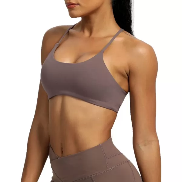 Aoxjox Womens Workout Sports Bras Fitness Backless Padded Ivy Low Impact Bra Yoga Crop Tank TopPlum Truffle