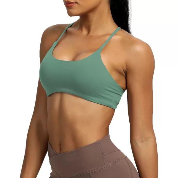 Aoxjox Womens Workout Sports Bras Fitness Backless Padded Ivy Low Impact Bra Yoga Crop Tank TopSage Green