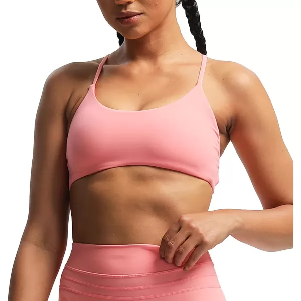 Aoxjox Womens Workout Sports Bras Fitness Backless Padded Ivy Low Impact Bra Yoga Crop Tank TopSalmon Rose