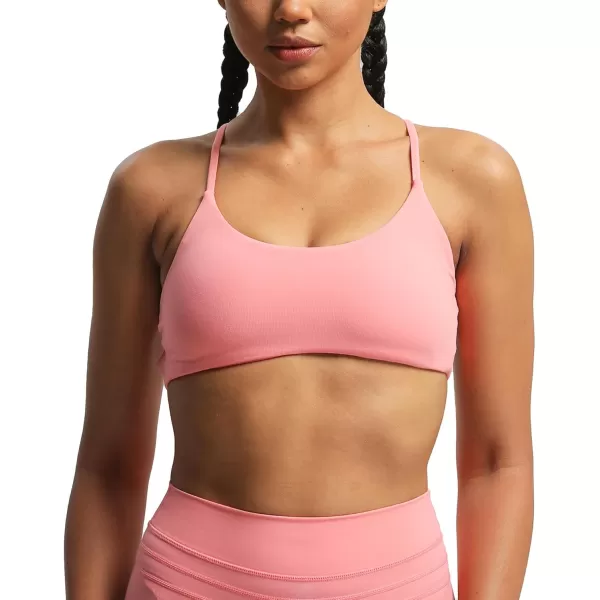 Aoxjox Womens Workout Sports Bras Fitness Backless Padded Ivy Low Impact Bra Yoga Crop Tank TopSalmon Rose